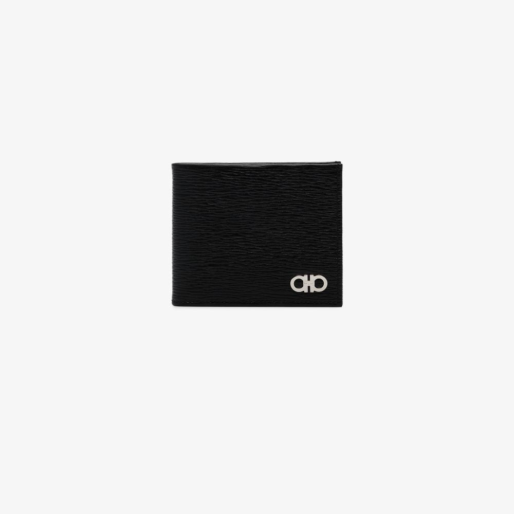 Black Logo Textured Wallet 5