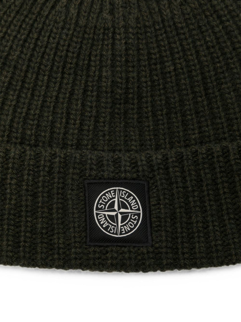 Olive Green Logo Knitted Beanie Cap 2