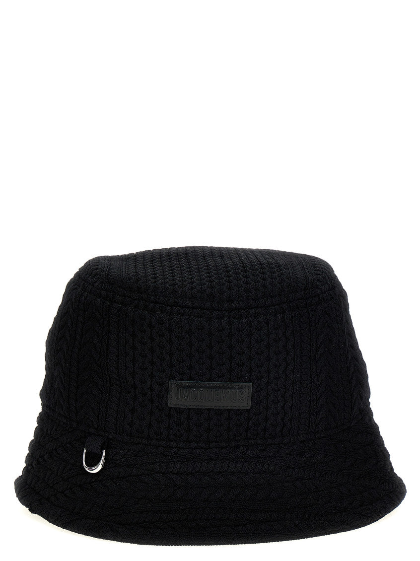 Black Textured Bucket Hat 1