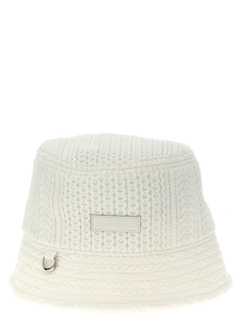 White Le Bob Textured Bucket Hat 1