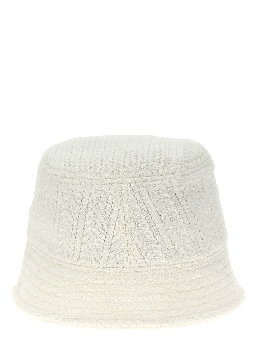 White Le Bob Textured Bucket Hat 2