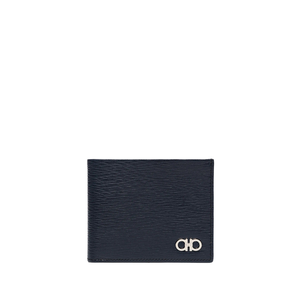 Navy Blue Gancini Textured Wallet 1