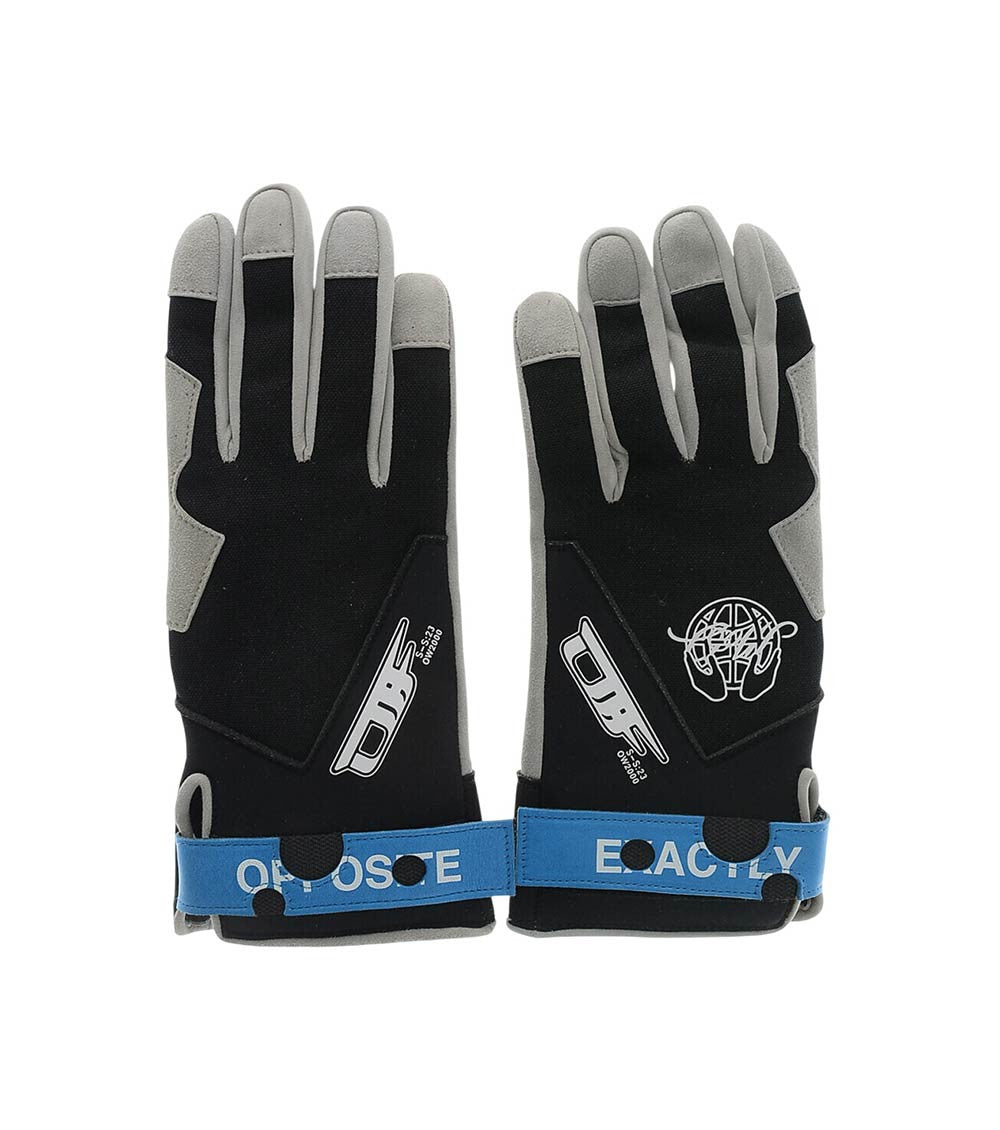 Black Grey Graphic Logo Gloves 1