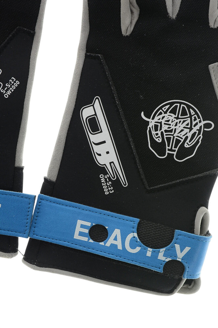 Black Grey Graphic Logo Gloves 2