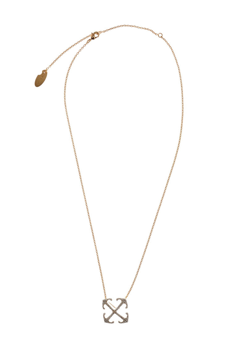Golden Rhinestone Logo Pendant Necklace 1