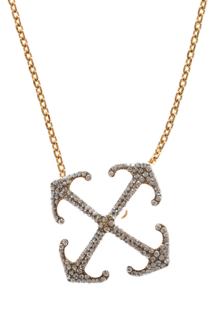 Golden Rhinestone Logo Pendant Necklace 2