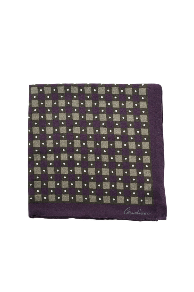 Dark Purple Checks Pocket Square 1