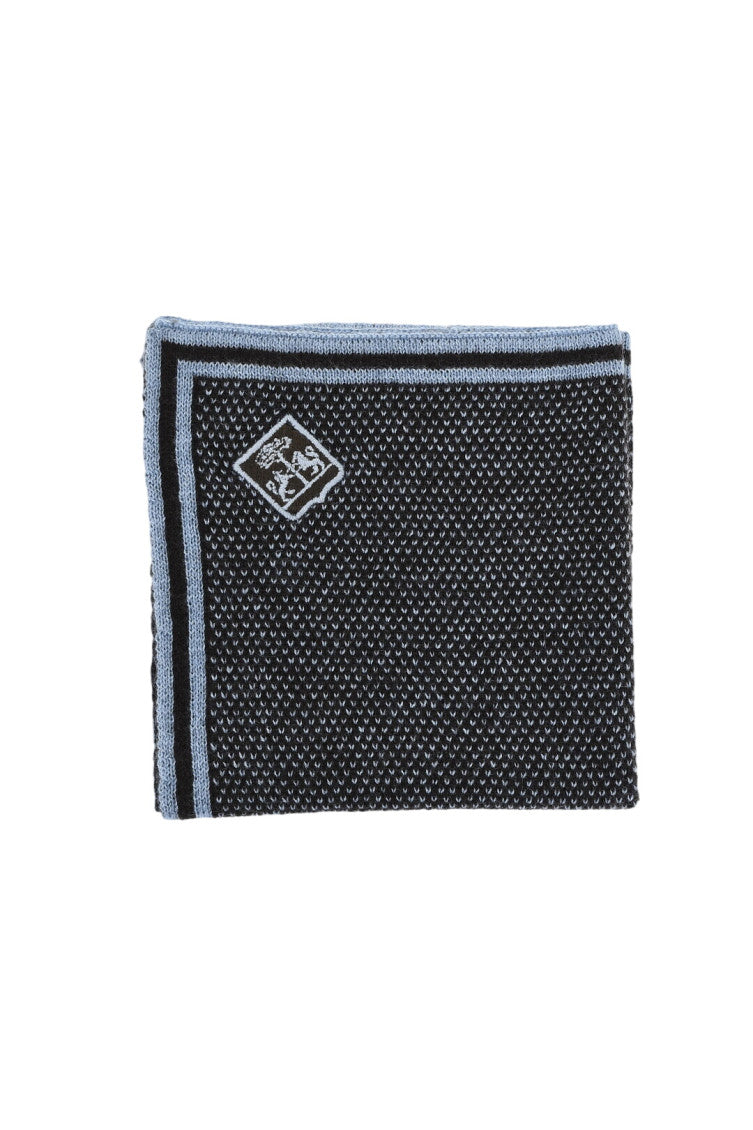 Blue Bicolour Logo Pocket Square 1