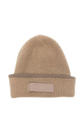 Beige Knitted Beanie Cap 1