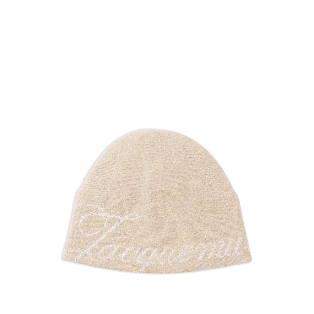 Beige Logo Beanie Cap 1