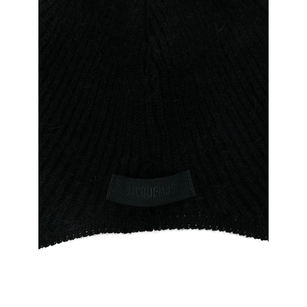Black Rib Knit Winter Cap 3