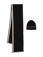 Black Logo Scarf And Beanie Cap Set 1