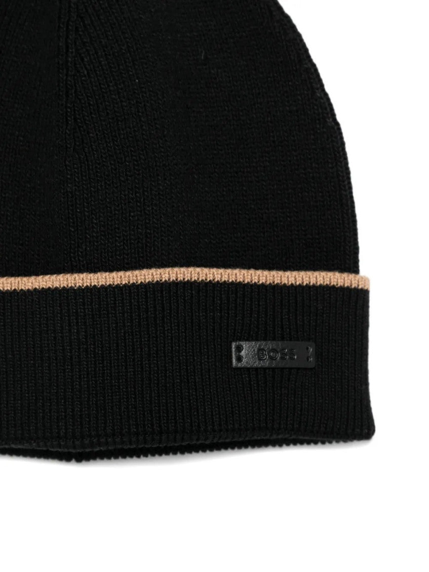 Black Logo Scarf And Beanie Cap Set 3