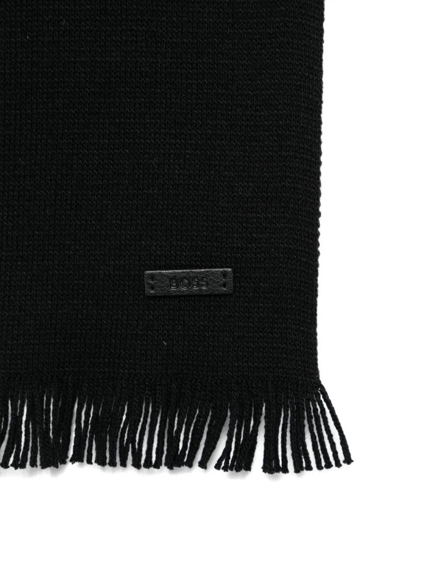 Black Logo Scarf And Beanie Cap Set 4