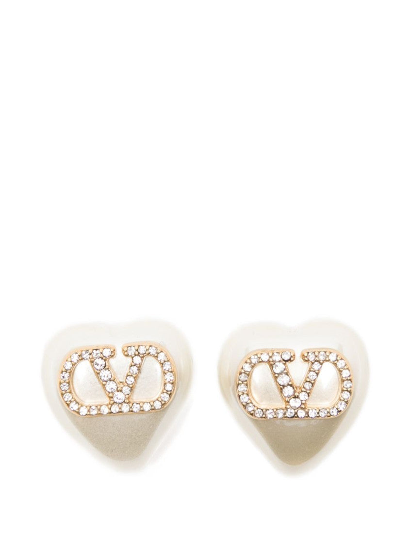 Golden VLogo Signature Pearl Stud Earrings 1