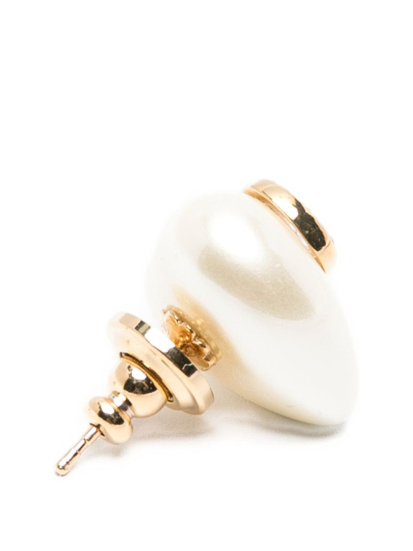 Golden VLogo Signature Pearl Stud Earrings 2