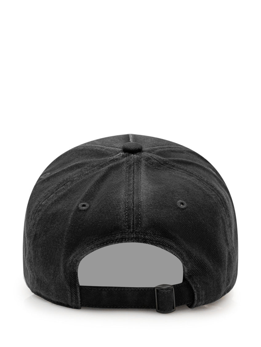 Black Textured Logo Baseball Hat 3