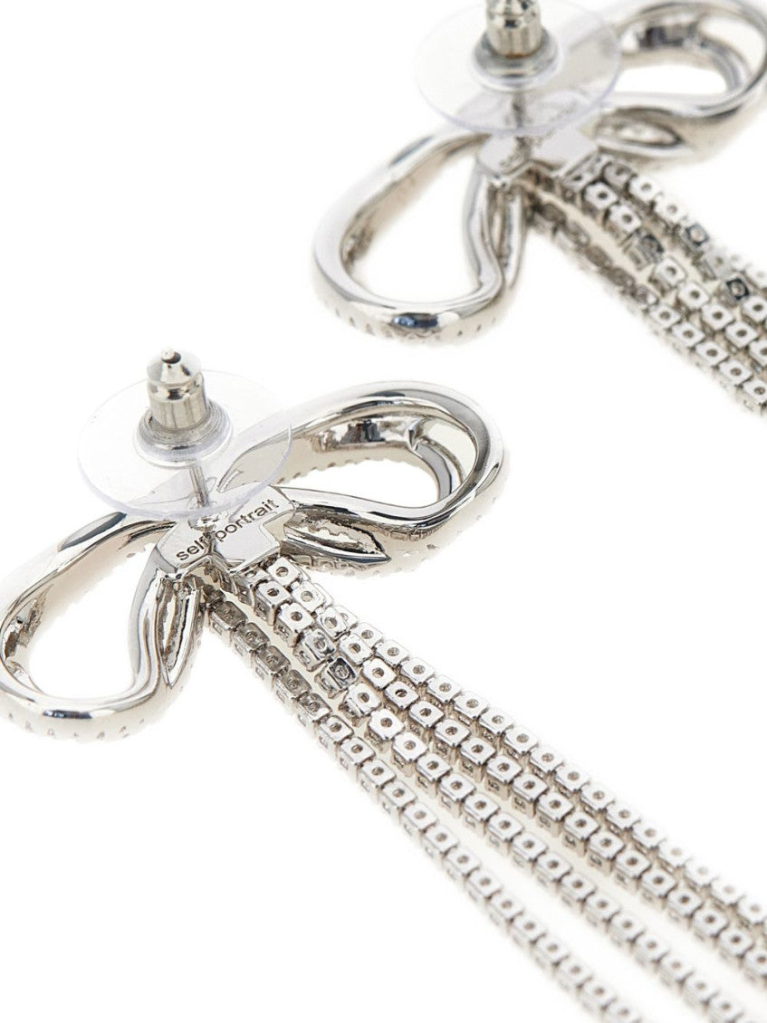 Silver Bow Drop Earrings 3