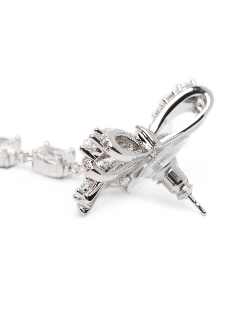 Silver Bow Drop Earrings 2