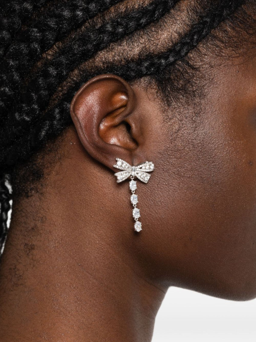 Silver Bow Drop Earrings 3