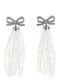 Silver Bow Beaded Drop Earrings 1