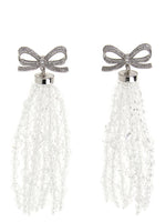 Silver Bow Beaded Drop Earrings 1