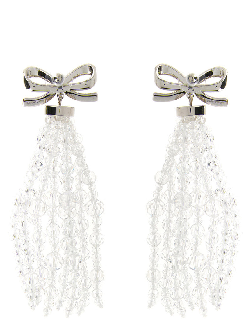 Silver Bow Beaded Drop Earrings 2