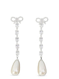Silver Bow Pearl Drop Earrings 1