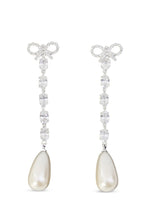 Silver Bow Pearl Drop Earrings 1