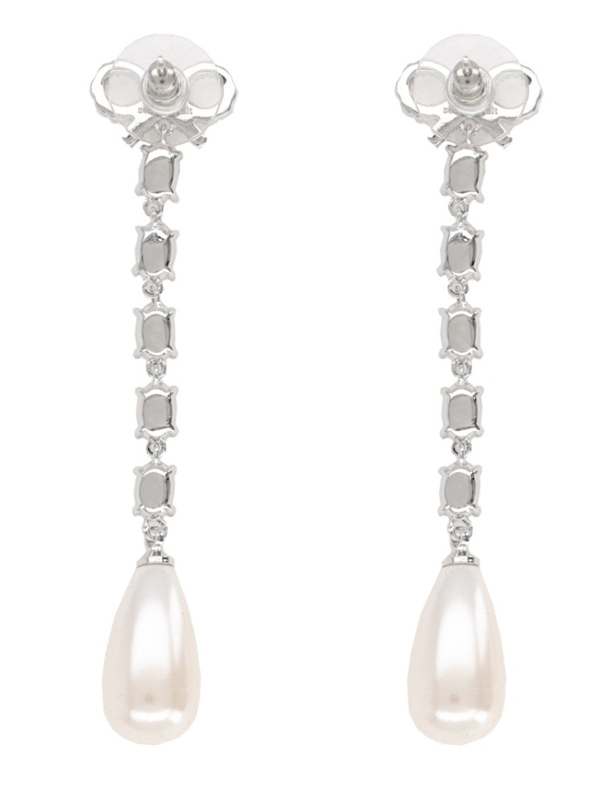 Silver Bow Pearl Drop Earrings 2