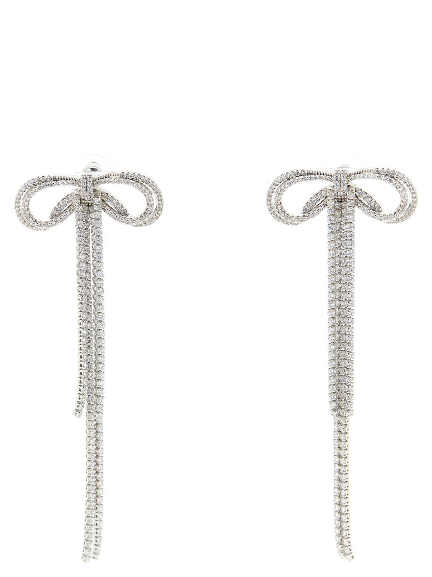 Silver Bow Crystals  Drop Earrings 1