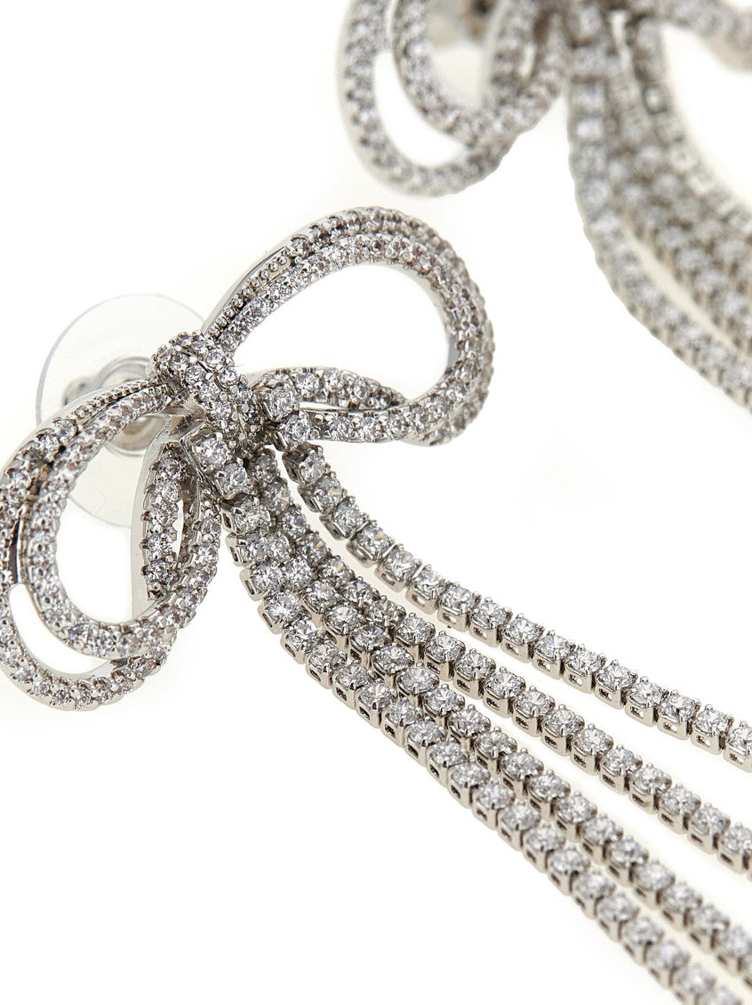 Silver Bow Crystals  Drop Earrings 3