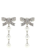 Silver Crystal Bow Drop Earrings 1