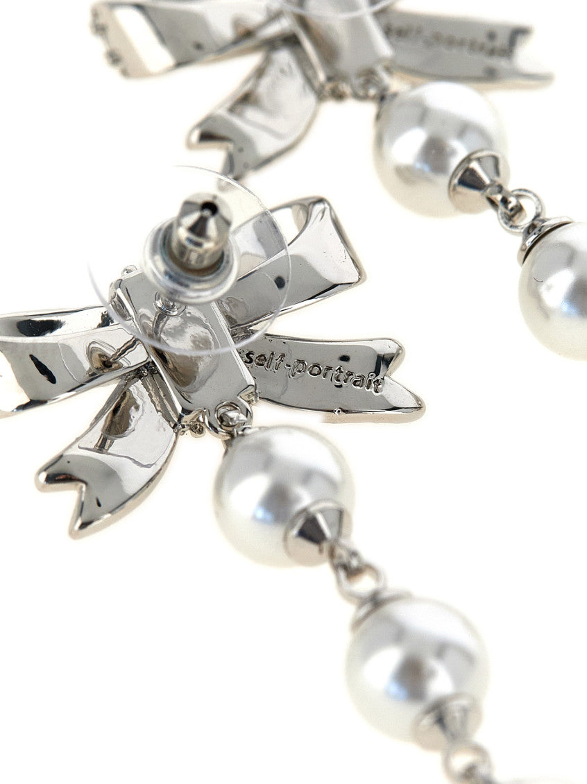 Silver Crystal Bow Drop Earrings 2