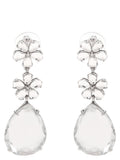 Silver Crystal Flower Drop Earrings 1
