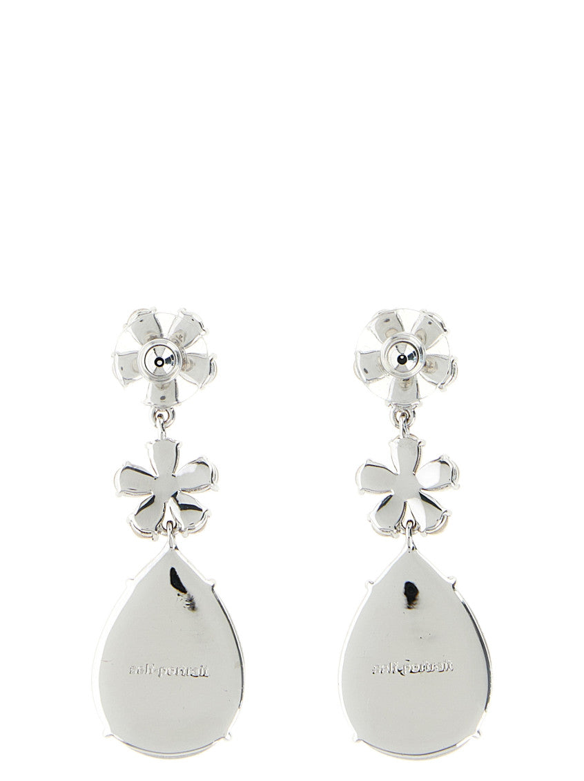 Silver Crystal Flower Drop Earrings 2