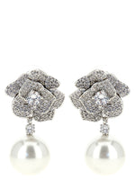 Silver Crystal Pearl Drop Earrings 1