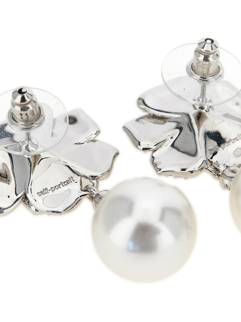 Silver Crystal Pearl Drop Earrings 2