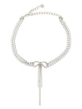 Silver Double Crystal Bow Necklace 1