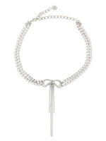 Silver Double Crystal Bow Necklace 1
