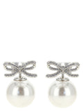 Silver Crystal Bow  Drop Earrings 1