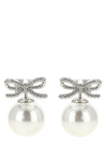 Silver Crystal Bow  Drop Earrings 1