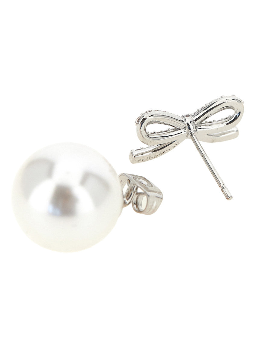 Silver Crystal Bow  Drop Earrings 2