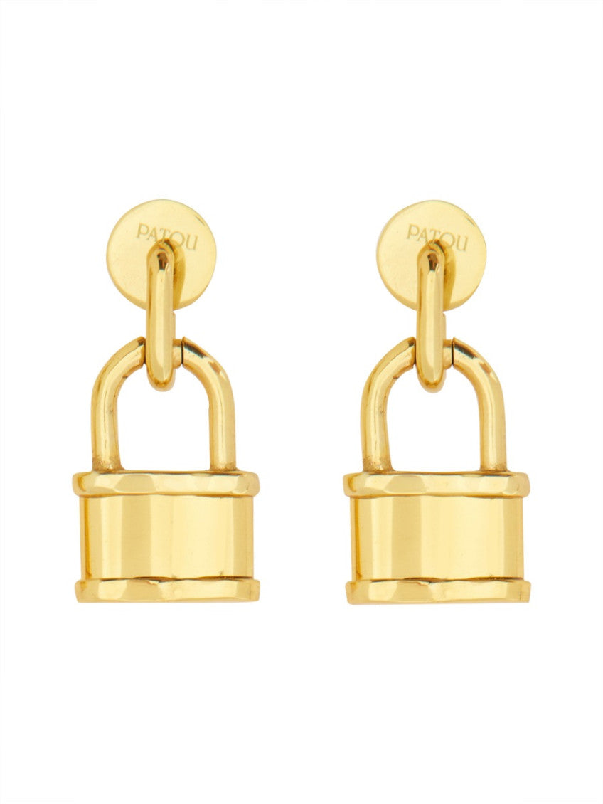 Golden Padlock Drop Earrings 1