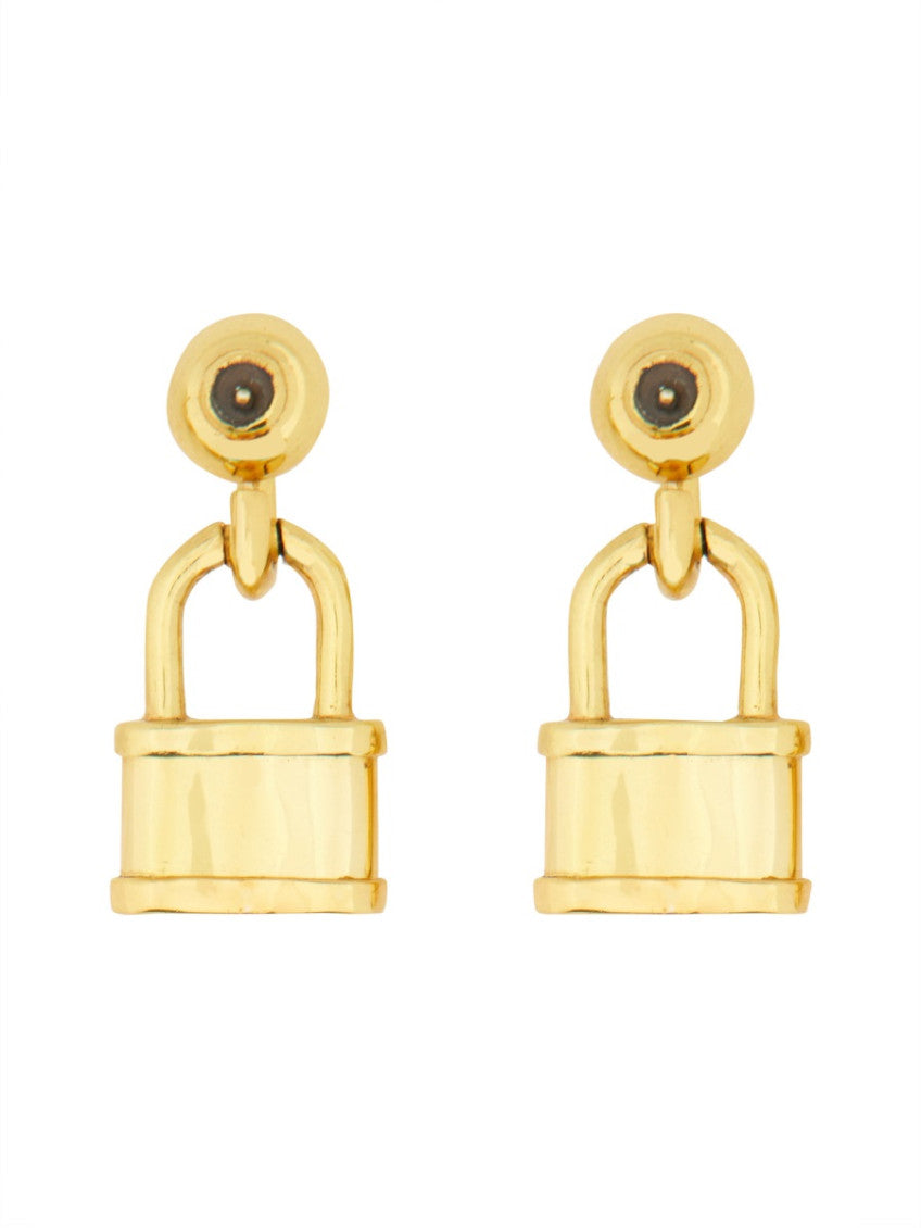 Golden Padlock Drop Earrings 2