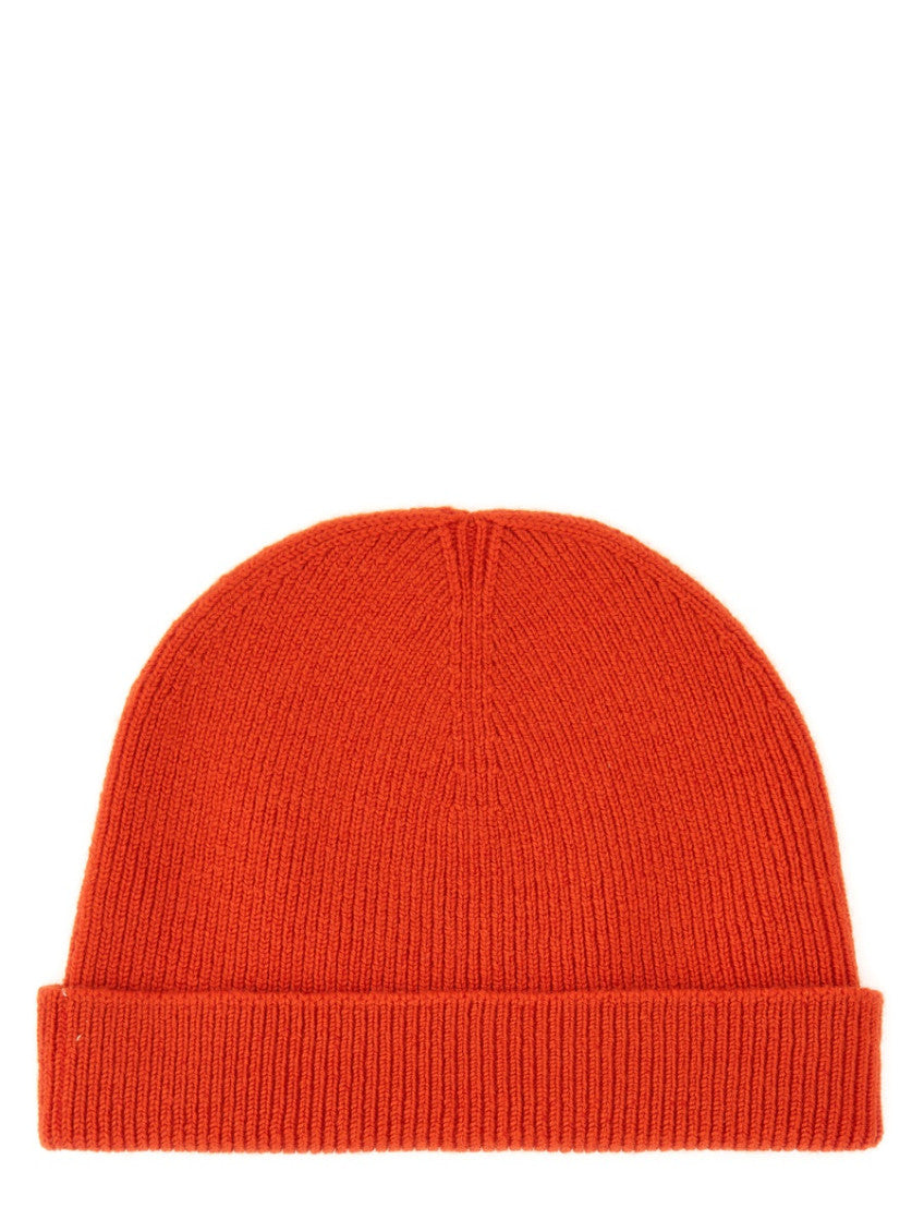 Orange Knitted Beanie Hat 2