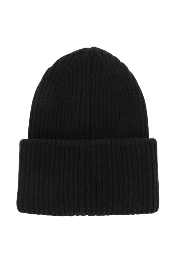 Black Textured Logo Beanie Cap 3