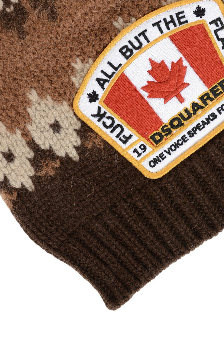 Brown Mixed-Wool Logo Beanie Cap 2