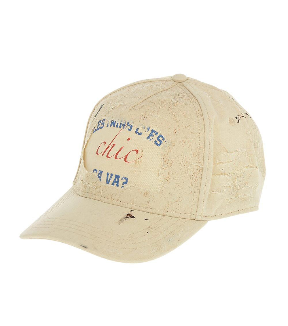 Beige Graphic Baseball Cap 1