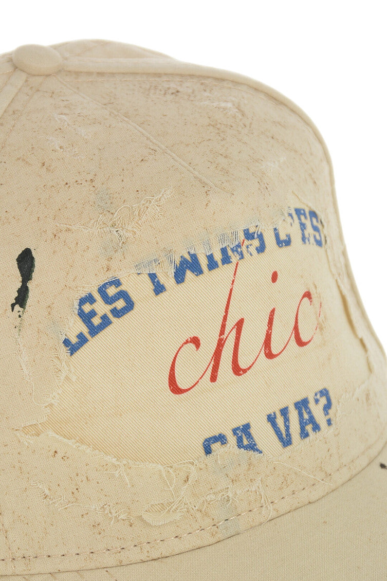 Beige Graphic Baseball Cap 2